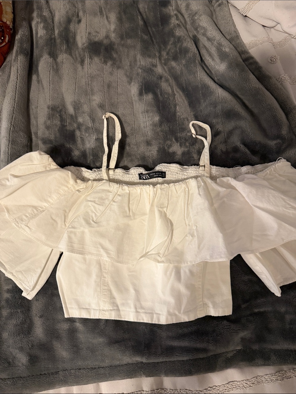 Zara Cream Off-Shoulder Ruffle Camisole